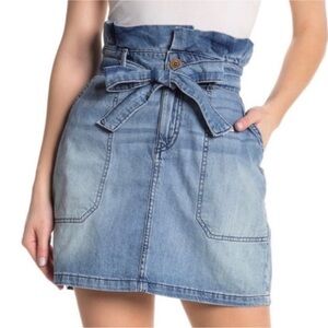 NWT Free People Splendor In The Grass Denim Paperbag Waist Skirt 4